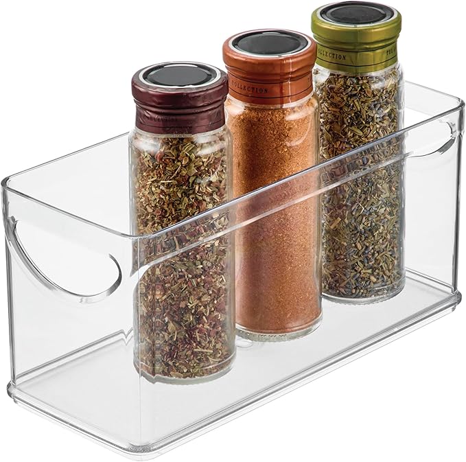iDesign Recycled Plastic Cabinet and Pantry Storage Bin with Integrated Handles – 10” x 4.25” x 5”, Clear Bin