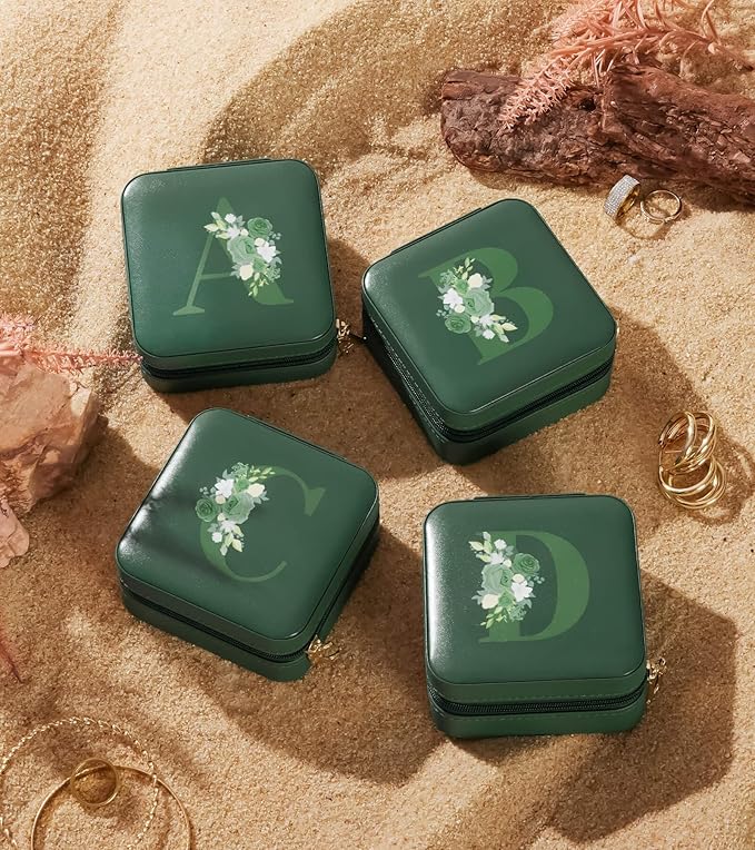 Enthralite Travel Jewelry Box for Gift: Traveling Jewelry Case for Girls Women - Mini Organizer for Necklaces Earrings Green K