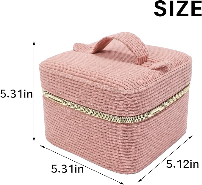 Travel Jewelry Case with Mirror – Small 2-Layer Jewelry Box for Women, Rings and Earrings Necklaces Velvet Organizer Mothers Day Mom Girls Birthday Gifts (Pink)