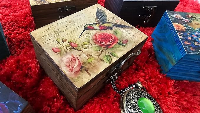 JB&C Premium Hummingbird Trinket Box Small Jewelry Keepsake Box | Earrings Necklace Storage Box for Girls Women | Bird lovers Gift Idea, Animals Ornaments for Home Décor (3HBS)