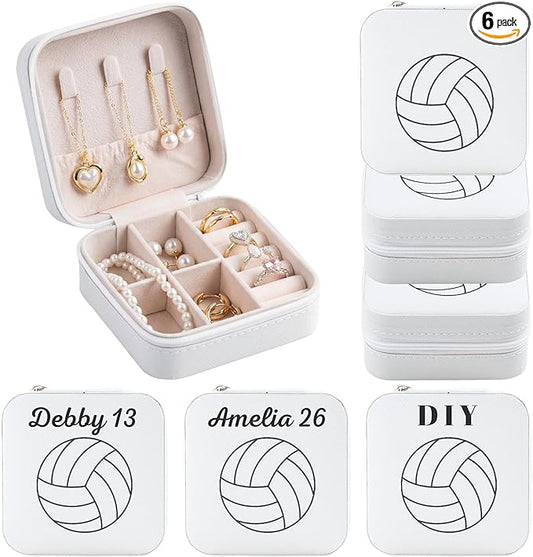 6-Pack Volleyball Portable Jewelry Box for Team Travel White Sport Jewelry Case Bulk Gifts for Volleyball Team Athletes & Sports Enthusiasts Christmas Events & Milestones