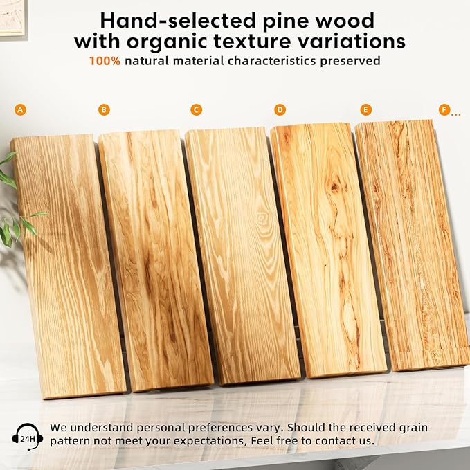 Floating Shelves for Wall Rustic Farmhouse 24 Inch Floating Shelf Wooden Shelves for Wall Pine Wood Shelf with Unique Natural Grain for Living Room Bedroom Kitchen (Raw Wood)