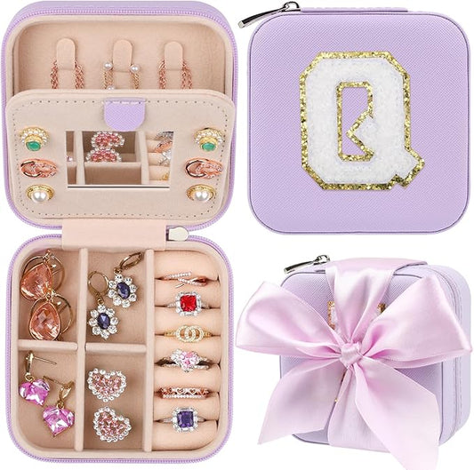 CHMI Travel Jewelry Case, Purple Travel Jewelry Box, Travel Jewelry Organizer, Travel Gifts for Women Girls, Jewelry Organizer Box, Birthday Gifts for Women, Christmas Gifts for Teens Girls - Q