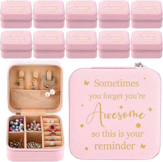 Kenning 12 Pack Inspirational Gifts Bulk Travel Jewelry Case Organizer Appreciation Gifts for Employee Teacher Coworkers Nurses