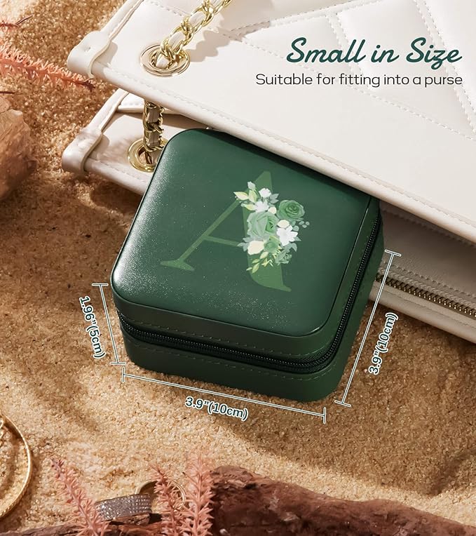 Enthralite Travel Jewelry Box for Gift: Traveling Jewelry Case for Girls Women - Mini Organizer for Necklaces Earrings Green R