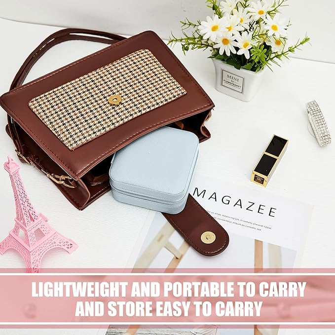 Taiyin Travel Jewelry Case, Bridesmaid Gifts Mini Jewelry Organizer, PU Leather Portable Earring Box for Women Girls