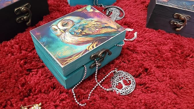 Owl Trinket Box Small Jewelry Keepsake Box | Earrings Necklace Storage Box for Girls Women | Owl lovers Gift Idea Valentine's Day, Birthday Christmas, Weddings, Animals Ornaments for Home Décor