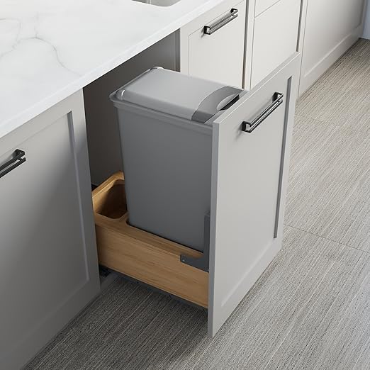 Dowell Single 50Qt Undermount Trash Pull-Out Waste Container with Full Extension Soft-Close Slides, Bottom Mounted, Face Frame/Frameless Min. Cabinet Opening: 12-1/2 Inch Wide-4008 0115 50