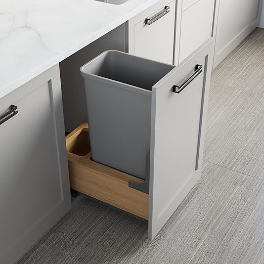 Dowell Single 50Qt Undermount Trash Pull-Out Waste Container with Full Extension Soft-Close Slides, Bottom Mounted, Face Frame/Frameless Min. Cabinet Opening: 12-1/2 Inch Wide-4008 0115 50