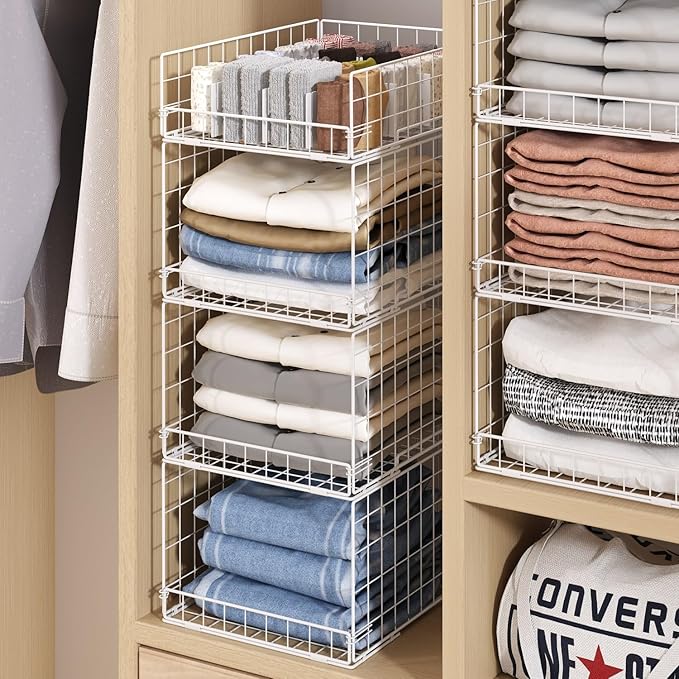 Cidaziya Closet Organizers and Storage Shelves for Clothes, Collapsible Stackable Storage Bins Organizer Baskets Containers Drawers for Truck Camper Closet RV Closets Pantries Cupboard Wardrobe