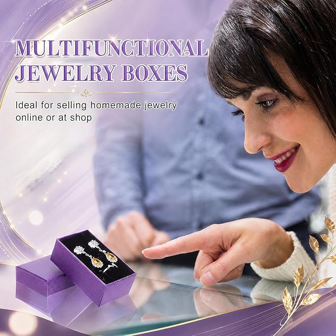 Batiyeer 36 Pcs Cardboard Jewelry Gift Boxes Jewelry Boxes Packaging Small Earring Gift Box with Lids for Necklace Ring Bracelet Party