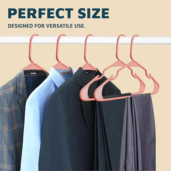 Lifemaster Plastic Clothes Hangers – Heavy Duty Hanger Set, for Organizing Clothes, Dresses, and Coat, Holds Up to 5 lbs, Space-Saving Hangers with Non-Slip Shoulder Grooves, Pack of 50, Dark Brown