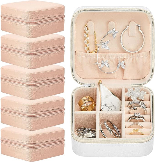 Taiyin Travel Jewelry Case, Bridesmaid Gifts Mini Jewelry Organizer, PU Leather Portable Earring Box for Women Girls