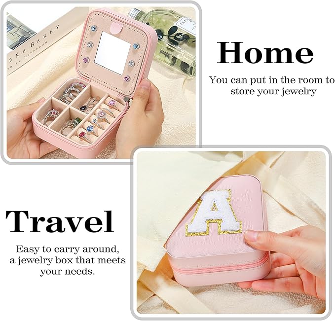 Parima Teen Girl Gifts Trendy Stuff - Travel Jewelry Boxes for Girls, Necklace Earring Organizer, 4-16 Year Old Birthday Gifts for Teen Girls, Christmas Gift for Girl 2026 - Letter B, Pink