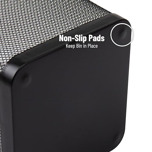 Mind Reader Mesh Trash Can, Waste Paper Basket, Square, Office, Metal Mesh, 9.75" L x 9.75" W x 12.25" H, Set of 4, Black