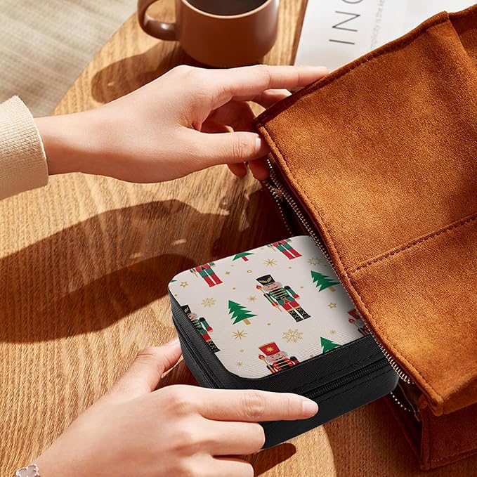 Jewelry Box for Travel Portable Small Jewelry Organizer Nutcracker Travel Jewellery Box for Women Men Boys Girls Jewellery Rings Organizer Case Birthday Christmas Wedding Gifts Nutcracker