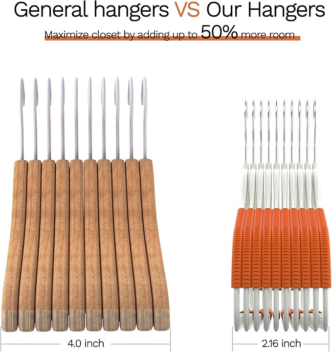 20 Pack Heavy Duty Plastic Hangers, Non Slip Clothes Hangers with Rubber Pads and 360° Hook - Thin Space Saving Hanger, Closet Organizer for Shirt, Pants, Suit, Skirt, Coat - Orange