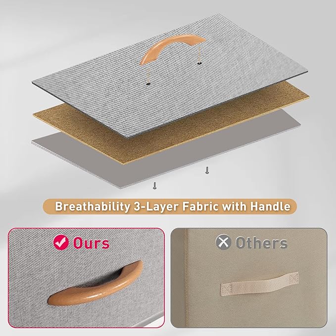 Mifuro Tall Dresser for Bedroom, Vertical Storage Organizer Tower with 6 Drawers, Chest of Drawers with Fabric Bins, Steel Frame, Wood Top for Bedroom, Closet, Entryway- Light Grey