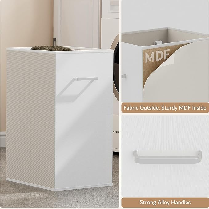 Double Pull-Out Laundry Hamper Cabinet; 90L Laundry Basket for Bathroom,Laundry Room; Laundry Sorter with 2 Pull-Out and Removable Bags
