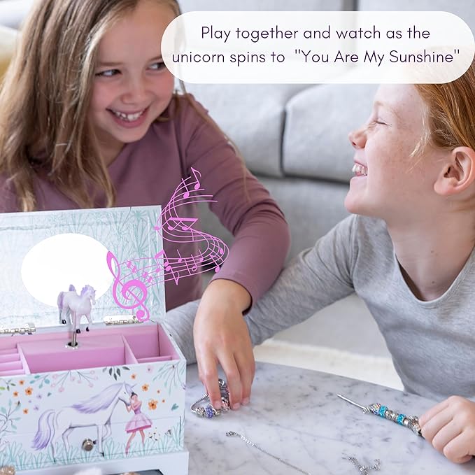 ABI + OLIE Ballerina Unicorn Kids Jewelry Box for Girls & Little Girls Jewelry Box Organizer - A unicorn music box gift