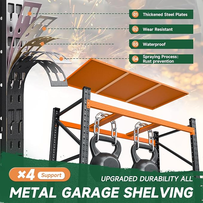 Letaya 3000LBS Heavy Duty Storage Shelves,70" H Metal Garage Shelving Units,4 Tier Large Tall Industrial Shelving,Adjustable Utility Rack Shelf for Warehouse,Basement (Orange, 48" W x 24" D x 70" H)