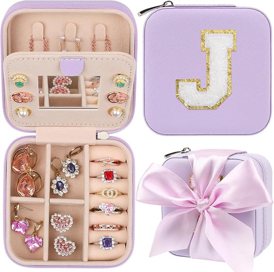 CHMI Travel Jewelry Case, Purple Travel Jewelry Box, Travel Jewelry Organizer, Travel Gifts for Women Girls, Jewelry Organizer Box, Birthday Gifts for Women, Christmas Gifts for Teens Girls - J