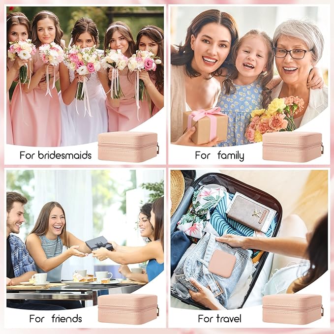Taiyin Travel Jewelry Case, Bridesmaid Gifts Mini Jewelry Organizer, PU Leather Portable Earring Box for Women Girls