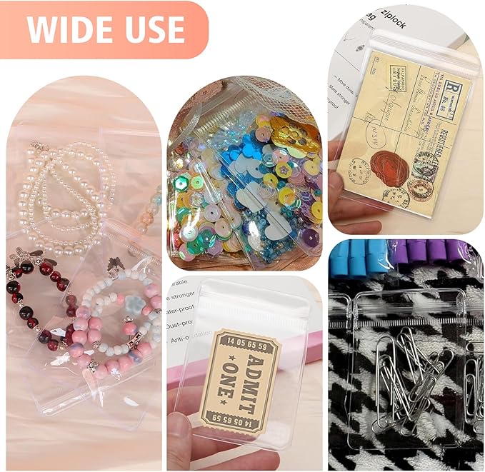 17Dec 100 Zippered Plastic Jewelry Bags,Small(2.36"x3.15"),Thicker PVC Anti-Tarnish Jewelry Bags Clear Plastic for Gold,Silver,Collectibles,Jewelry Packaging for Business,Travel,Organizing