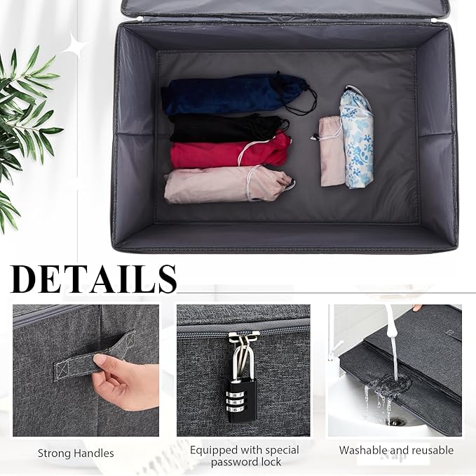 Briwooody Discreet Lockable Toy Bag Storage Organizer Toy Bag Storage Bins Case with Zipper Lid for Women and Men Clothes Container(Gray,19.3 x 14.6 x 11.8 Inch)