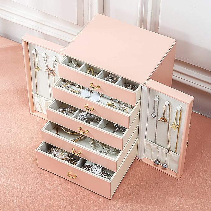 Cute Jewelry Box for Women teen Girls Jewelry Organizer Large Jewelry Organizers and Storage Faux Leather Jewelry Storage Jewlery Box Jewellery Box Joyeros Organizador De Mujer