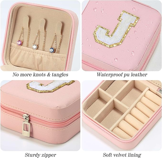 Parima Teen Girl Gifts Trendy Stuff - Travel Jewelry Boxes for Girls, Necklace Earring Organizer, 4-16 Year Old Birthday Gifts for Teen Girls, Christmas Gift for Girl 2026 - Letter B, Pink