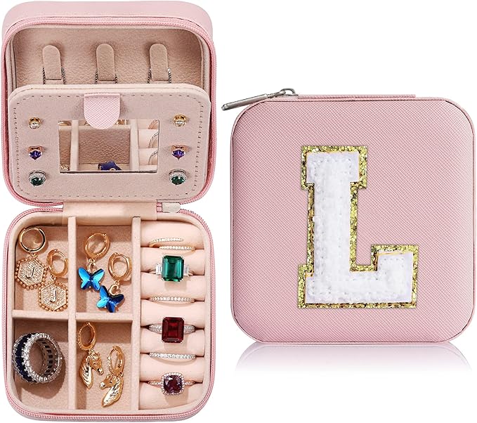 Parima Teen Room Decor for Girls - Pink Initial Jewelry Holder Organizer, Birthday Gifts for Girls Teens Friends Women Jewelry Box for New Home Gifts, Cute Stuffs for Decor Your Room - Letter L, Pink