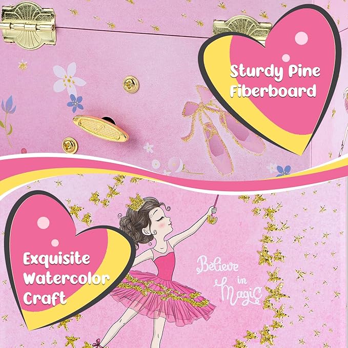 Personalized Initial E Musical Jewelry Box for Girls - Ballerina Music Box with Spinning Dancer, Includes Unicorn Necklace & Bracelet Set, Custom E Letter Keepsake for Kids Ages 3-10