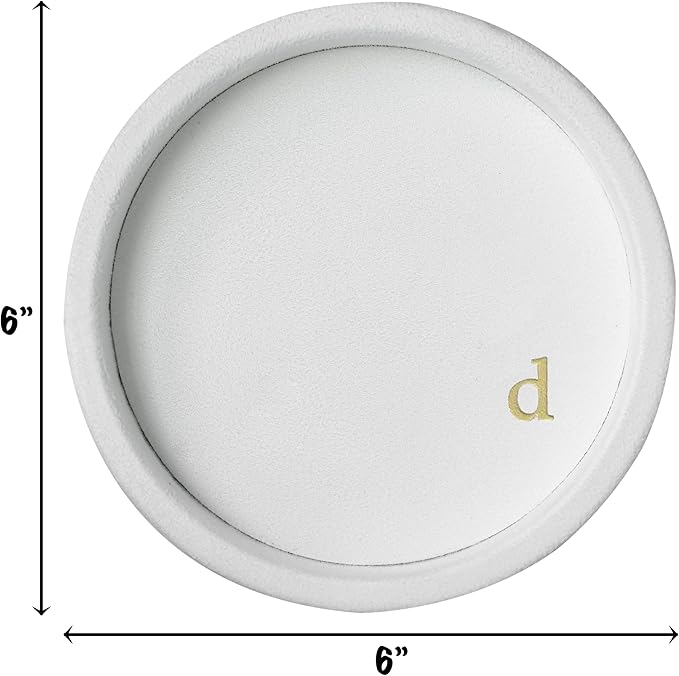 COLLECTIVE HOME - Velvet Jewelry Tray, 6" Monogrammed Jewelry Dish, Smooth Velour Display Dish for Rings, Earrings, Necklaces, Makeup, Personalized Gifts for Women (White-d)