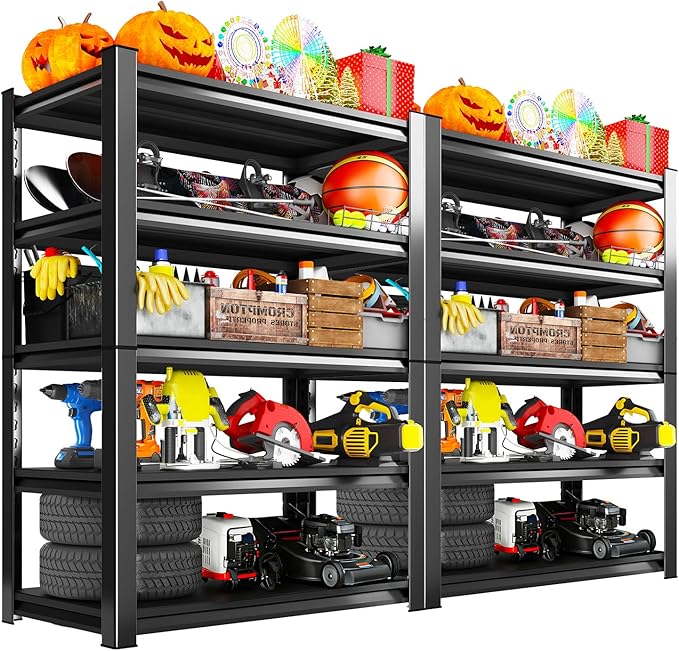 Garage Storage Shelves 5-Tier,Garage Storage System Shelves Adjustable,Storage Shelving for Basement,Pantry,Kitchen,Warehouse (2, 72" H x 35.55" W x 16" D)
