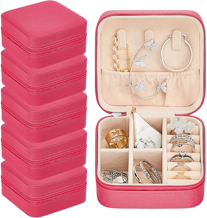 Taiyin Travel Jewelry Case, Bridesmaid Gifts Mini Jewelry Organizer, PU Leather Portable Earring Box for Women Girls