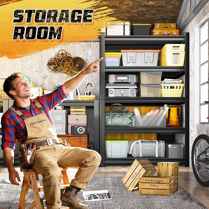 Garage Storage Shelves 5-Tier,Garage Storage System Shelves Adjustable,Storage Shelving for Basement,Pantry,Kitchen,Warehouse (1, 72" H x 46" W x 20" D)