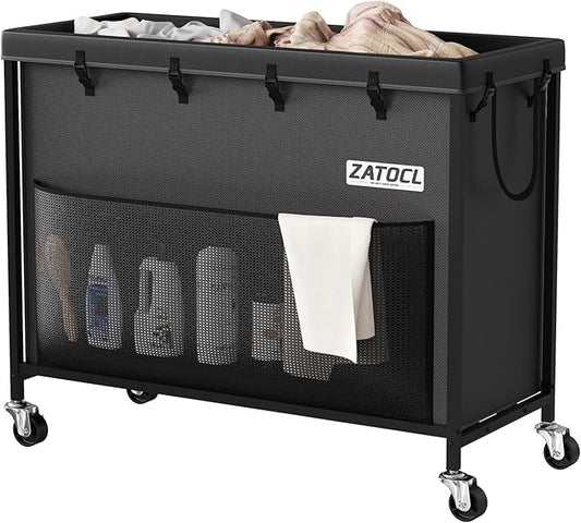 300L Large Laundry Basket with Wheels, Heavy Duty Rolling Laundry Hamper, Oxford Fabric Dirty Clothes Hamper with Thick Iron Frame & Removable Bag, Commercial Hampers for Hotel Home Laundry Room
