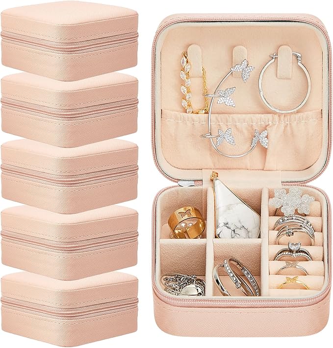 Taiyin Travel Jewelry Case, Bridesmaid Gifts Mini Jewelry Organizer, PU Leather Portable Earring Box for Women Girls