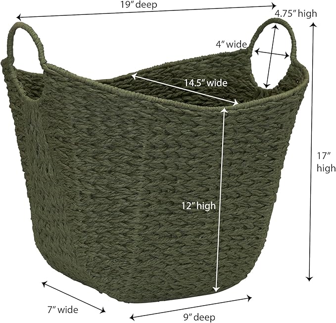 Household Essentials Natural Woven Wicker Storage Basket with Handles