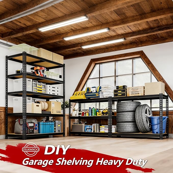 72" H Garage Storage Shelves,Storage Shelves Heavy Duty,2400LBS Metal Shelving Units,Adjustable Garage Shelving Heavy Duty for Garage Storage,Warehouse,16"x35.5"x72