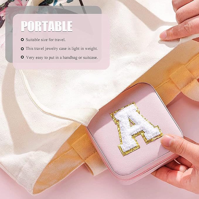 MODENGKONGJIAN Travel Jewelry Case for Women Fashion, Ring Necklace Earring Jewelry Holder Organizer Box, Small Portable Jewellery Storage, Initial U