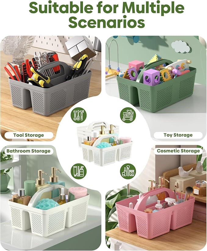 4 PCS Large Portable Shower Caddy with Handle, Plastic Cleaning Caddy, Shower Basket for Bathroom, College, Dorm Room Essentials, Multi-scenario Organizer Storage Tote