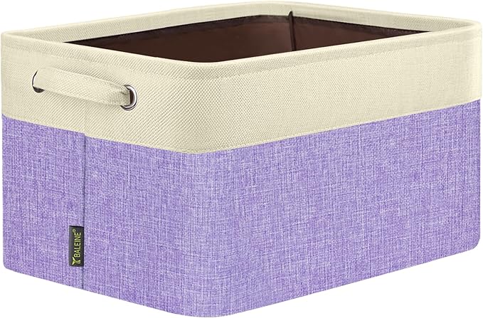 BALEINE 1 Pack Fabric Closet Storage Bins for Shelves, Linen Closet Organizers and Storage, Decorative Baskets for Organizing, Shelf, Clothes, Home, Office (Lavender, 15''x11''x9.5'')