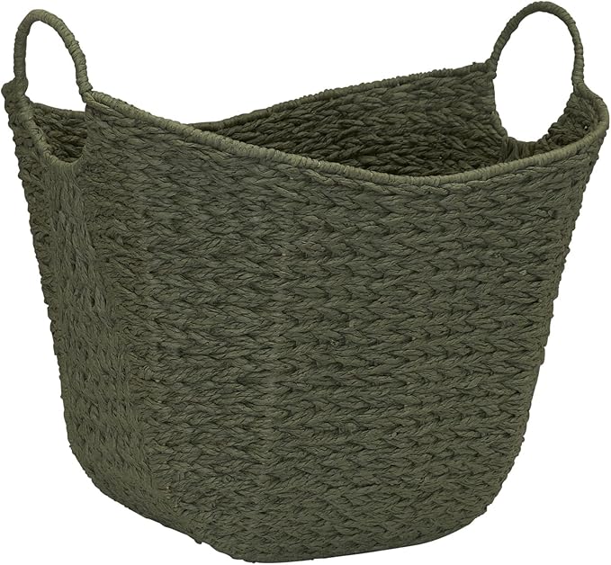Household Essentials Natural Woven Wicker Storage Basket with Handles