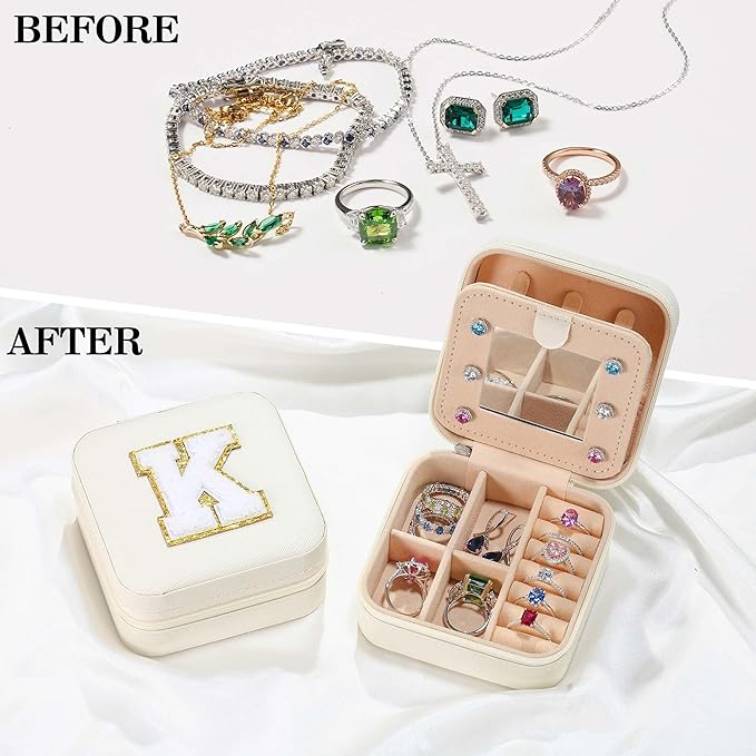 Parima Teacher Appreciation Gifts, Retirement Travel Gifts for Travel Jewelry Box | Teacher Birthday Gift | Retirement Gift for Women 2026 - Letter L, White