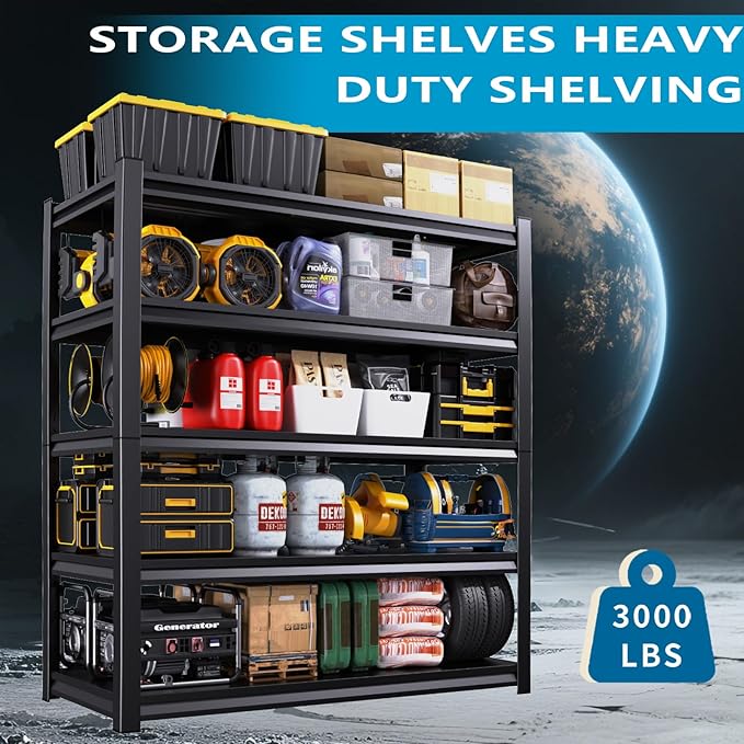 Garage Storage Shelves 5-Tier,Garage Storage System Shelves Adjustable,Storage Shelving for Basement,Pantry,Kitchen,Warehouse (1, 72''H x 36''W x 16''D)