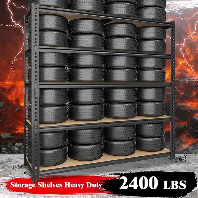 72" H Garage Storage Shelves,Storage Shelves Heavy Duty,2400LBS Metal Shelving Units,Adjustable Garage Shelving Heavy Duty for Garage Storage,Warehouse,16"x35.5"x72