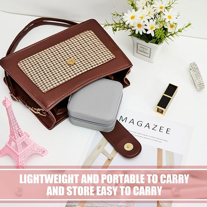 Taiyin Travel Jewelry Case, Bridesmaid Gifts Mini Jewelry Organizer, PU Leather Portable Earring Box for Women Girls