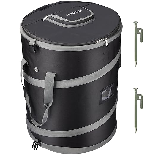 Pop-Up Trash Bin with Removable Divider, Heavy Duty Bottom, Collapsible Storage for Camping, Laundry, Storage and Garden, Waterproof and Tear Resistance Material with Air Vent